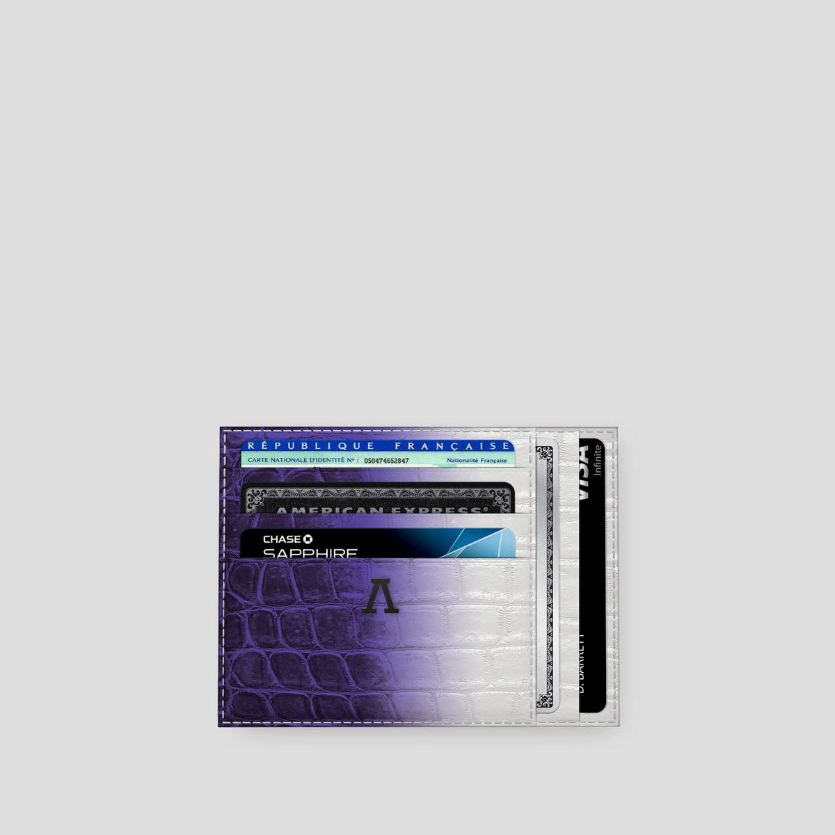 Purple 10 Cards Wallet Himalayan Crocodile with Black Metal -1 | Purple-Black