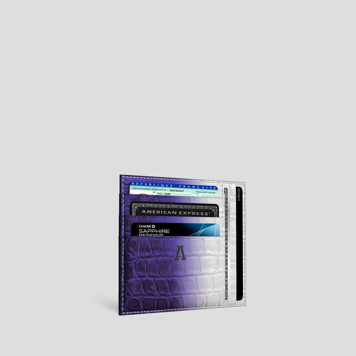 Purple 10 Cards Wallet Himalayan Crocodile with Black Metal -2 | Purple-Black