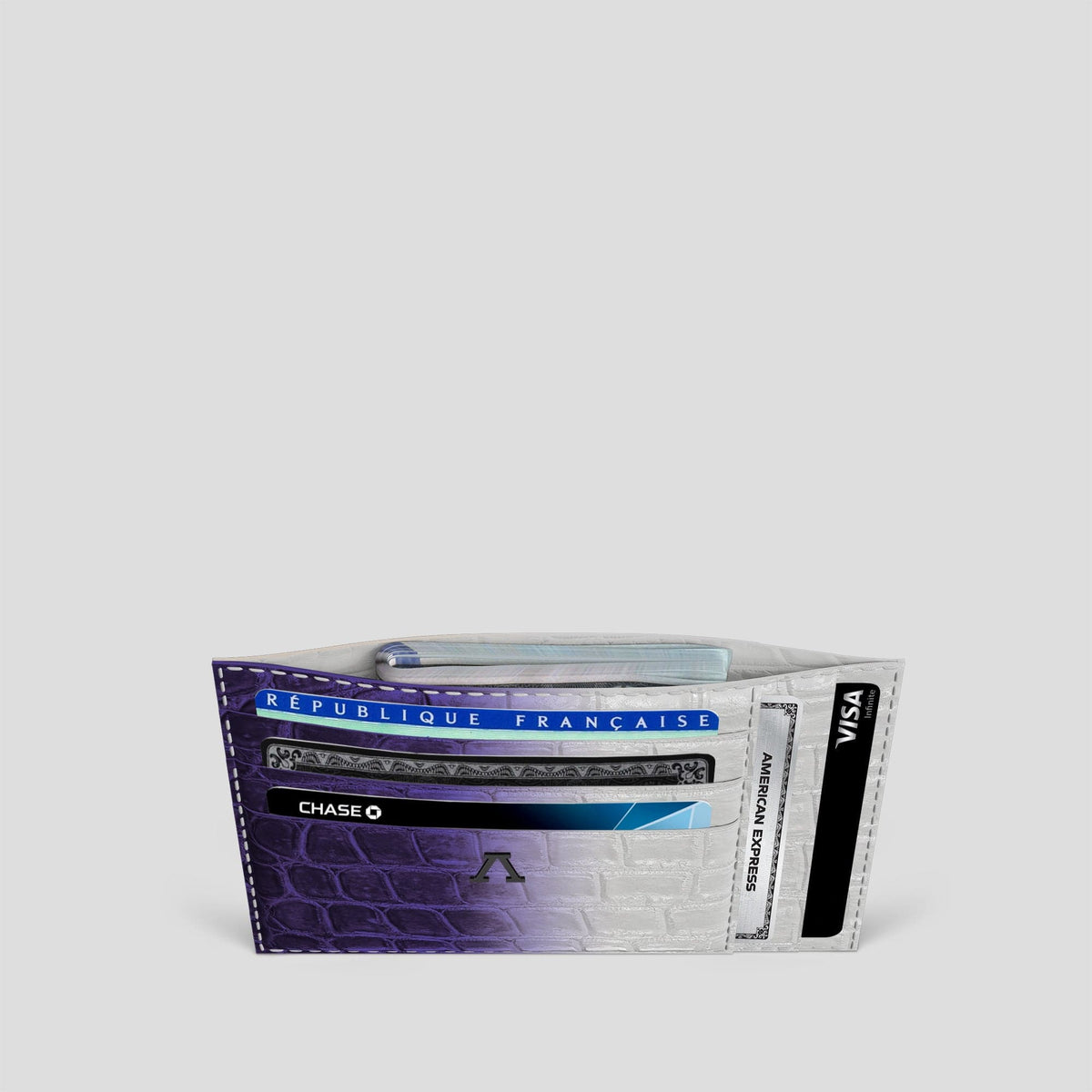 Purple 10 Cards Wallet Himalayan Crocodile with Black Metal -5 | Purple-Black