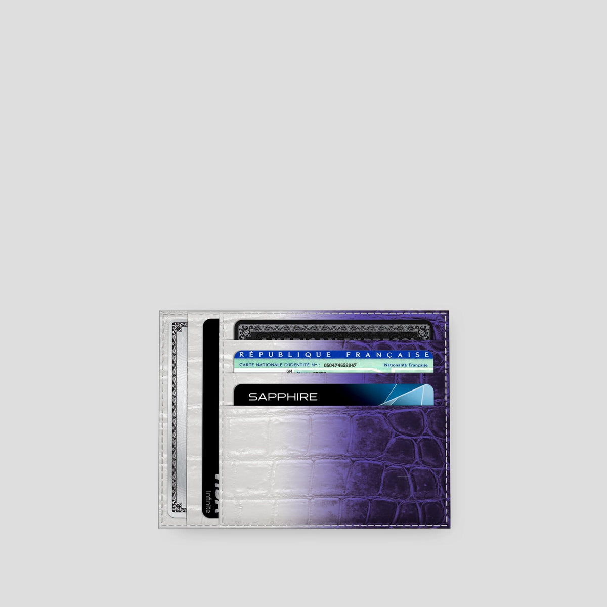 Purple 10 Cards Wallet Himalayan Crocodile with Steel Metal -3 | Purple-Steel