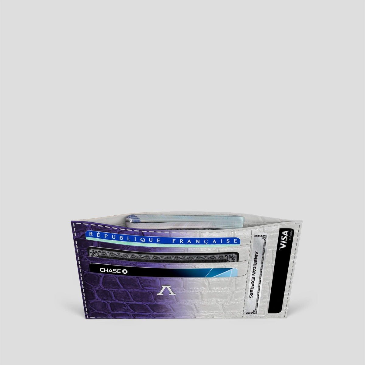 Purple 10 Cards Wallet Himalayan Crocodile with Steel Metal -5 | Purple-Steel