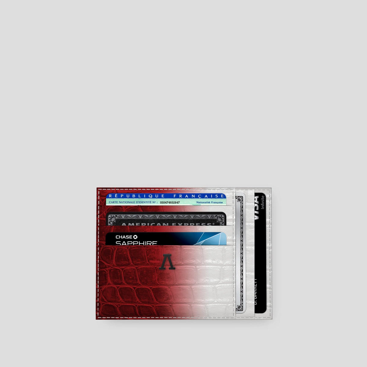 Red 10 Cards Wallet Himalayan Crocodile with Black Metal -1 | Red-Black