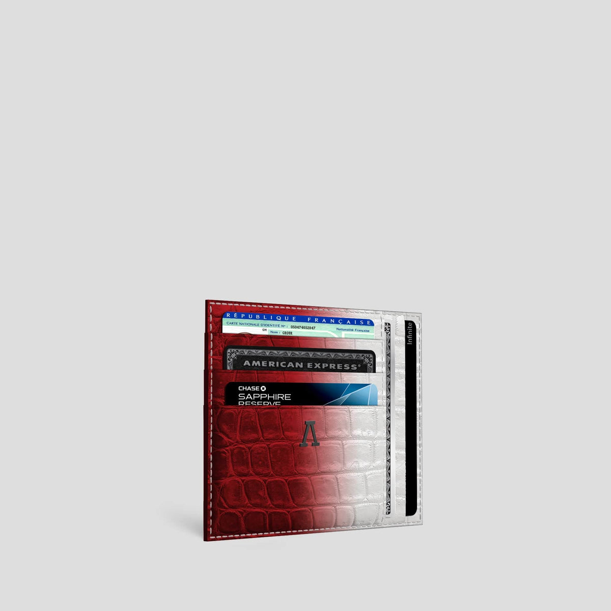 Red 10 Cards Wallet Himalayan Crocodile with Black Metal -2 | Red-Black