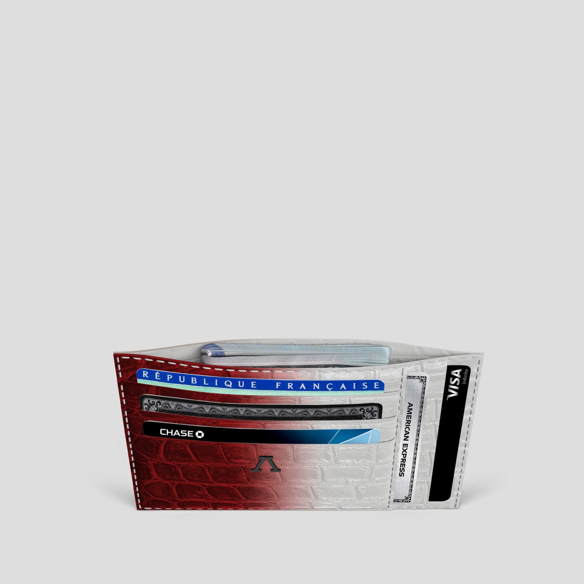 Red 10 Cards Wallet Himalayan Crocodile with Black Metal -5 | Red-Black