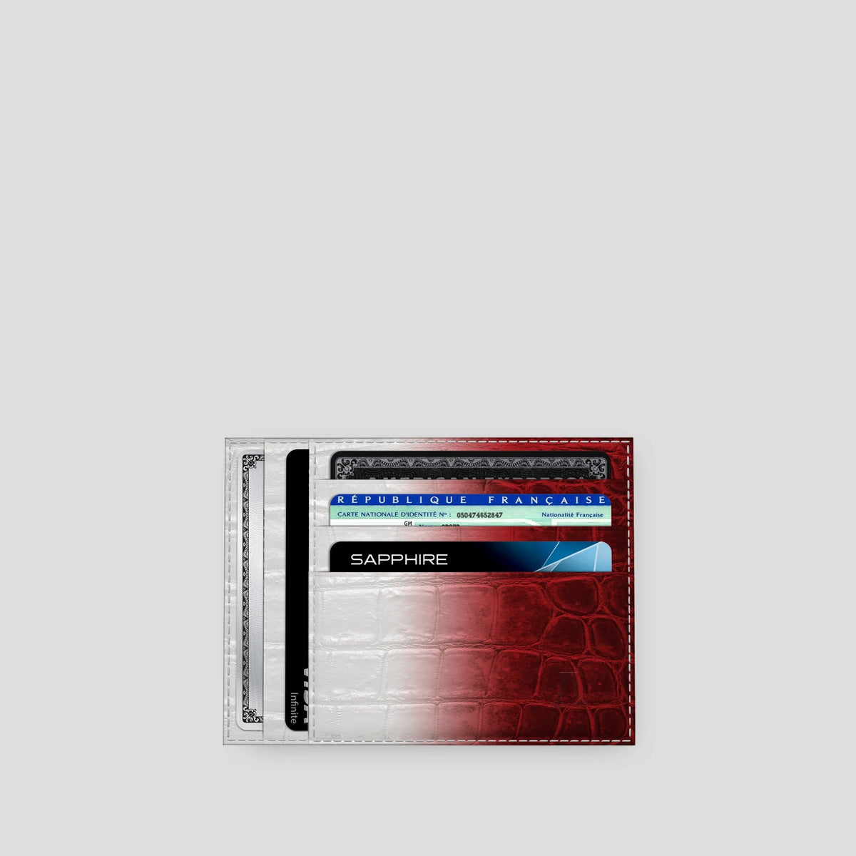 Red 10 Cards Wallet Himalayan Crocodile with Steel Metal -3 | Red-Steel