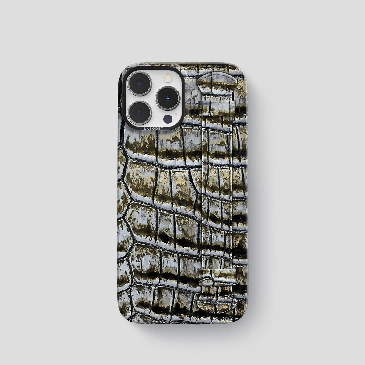 Antique-Bronze iPhone 13 Pro Himalaya Strap Case with Black Metal -1 | Antique-Bronze-Black