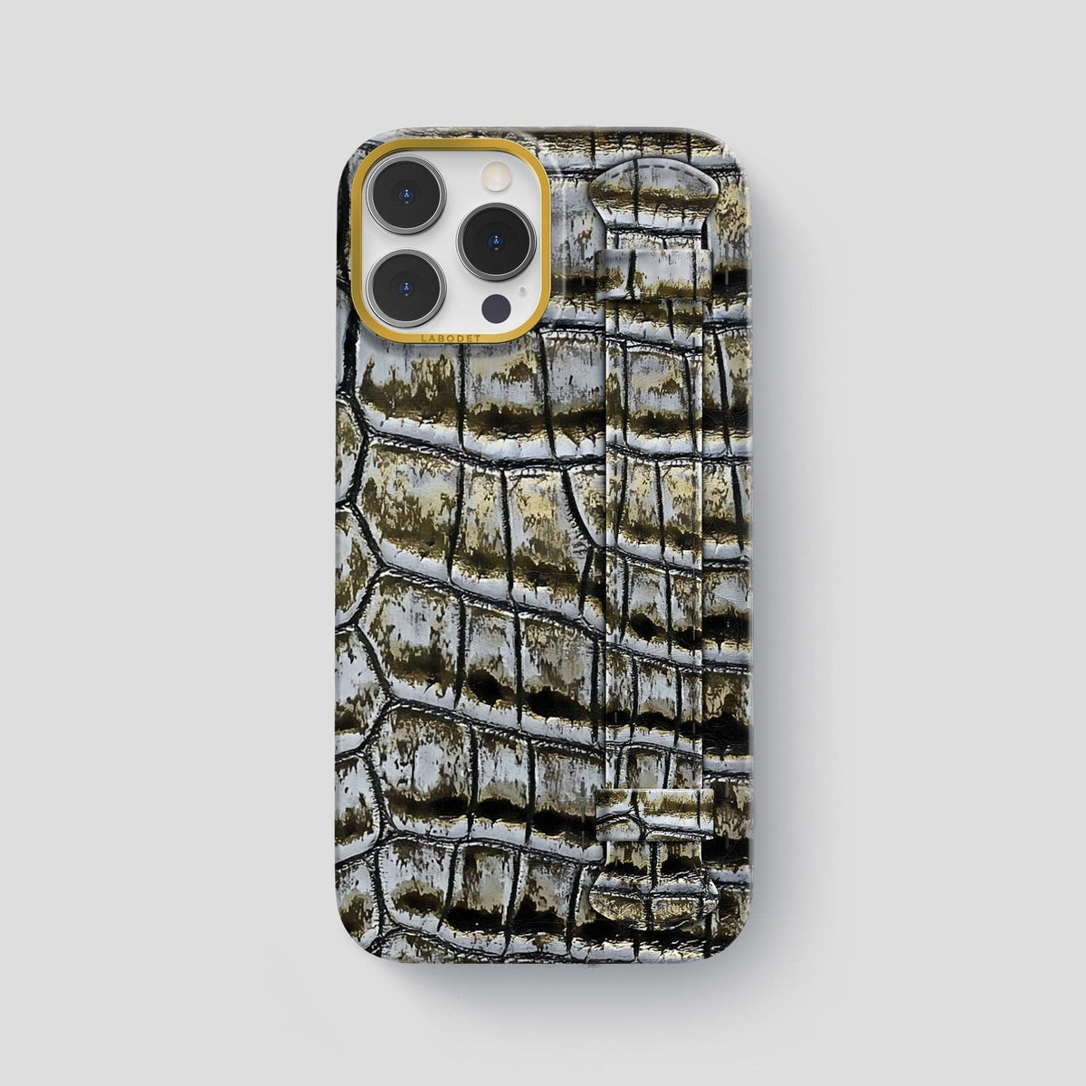 Antique-Bronze iPhone 13 Pro Max Himalaya Strap Case with Gold Metal -1 | Antique-Bronze-Gold