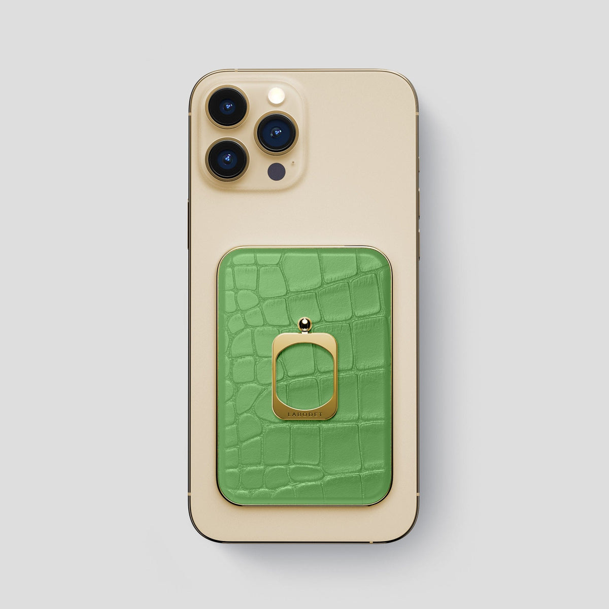 Apple-Green MagSafe Ring iPhone 13 Pro Max Alligator with Gold Metal -1 | Apple-Green-Gold