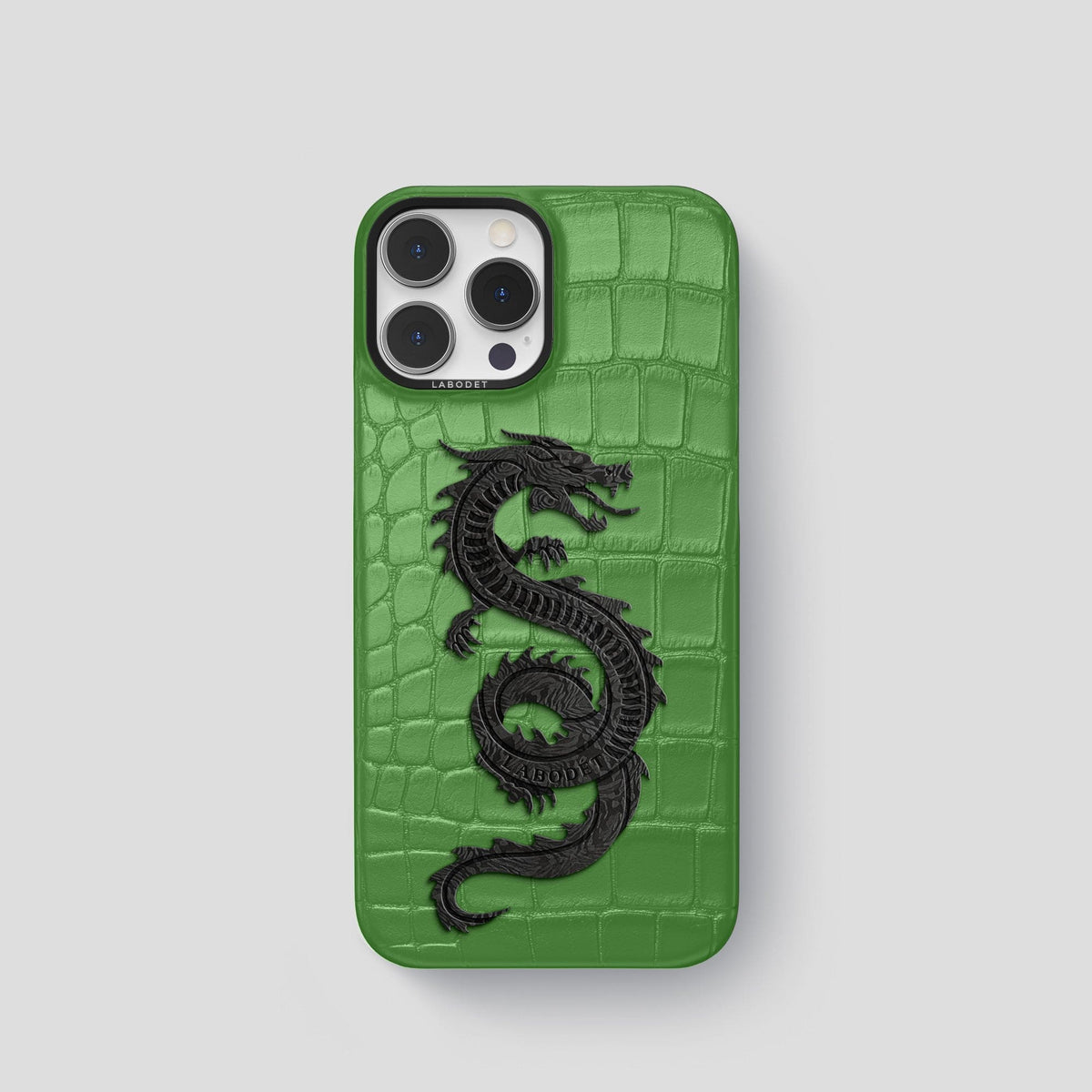 Apple-Green iPhone 13 Pro Classic Case Alligator with Black Metal -1 | Apple-Green-Black