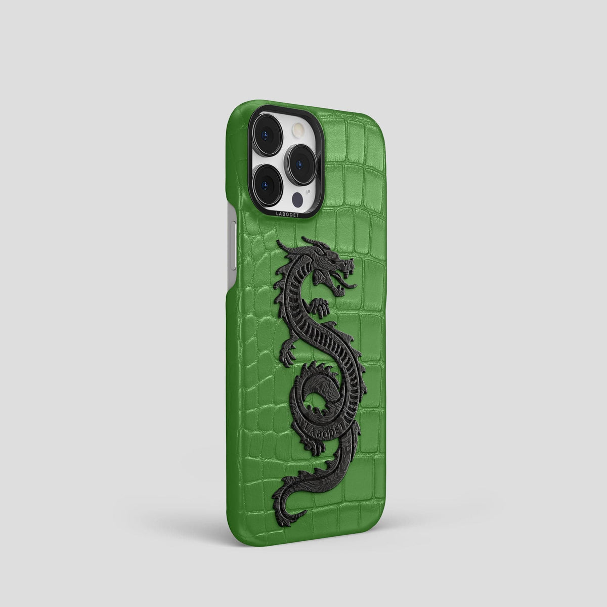 Apple-Green iPhone 13 Pro Classic Case Alligator with Black Metal -2 | Apple-Green-Black