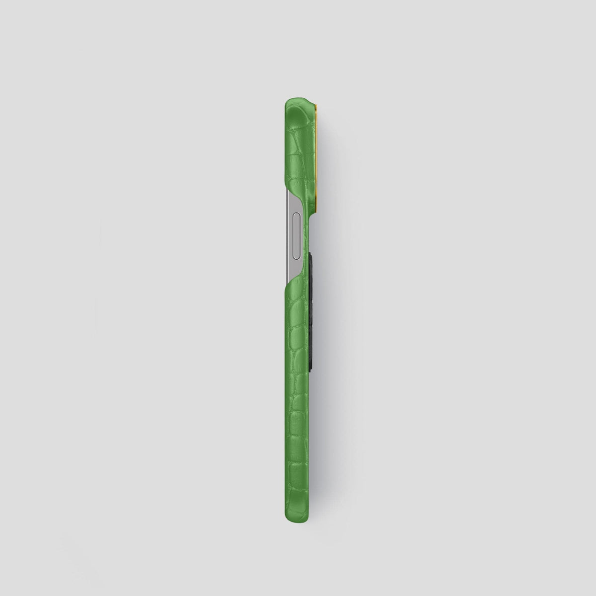 Apple-Green iPhone 13 Pro Classic Case Alligator with Gold Metal -3 | Apple-Green-Gold