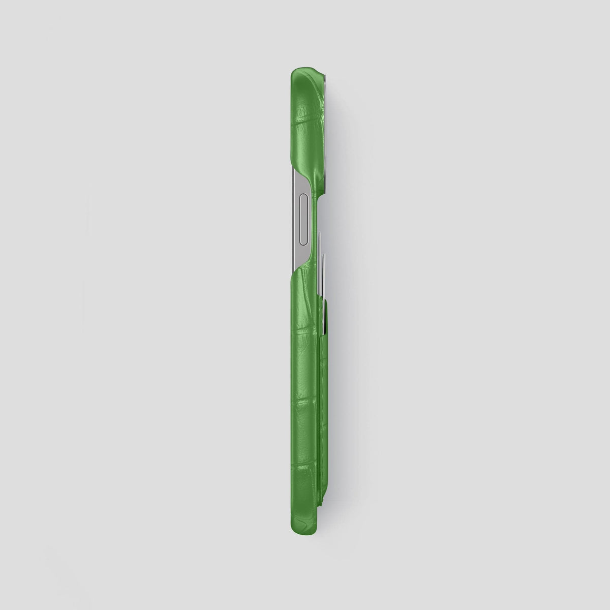 Apple-Green iPhone 13 Pro Max Card Case Alligator with Steel Metal -3 | Apple-Green-Steel