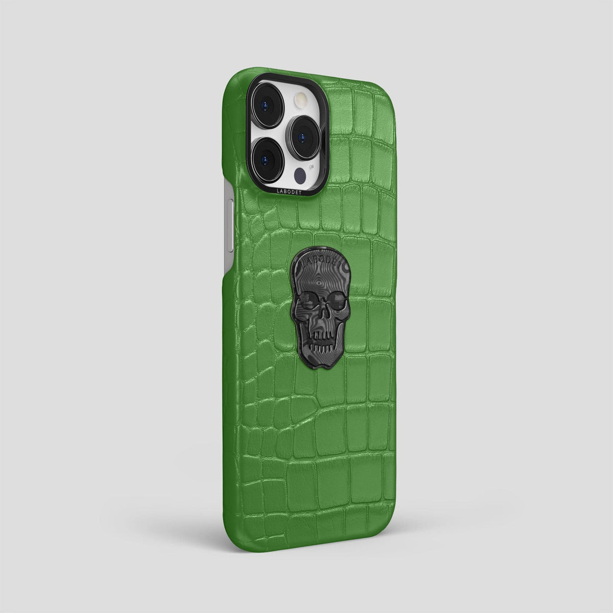 Apple-Green iPhone 13 Pro Max Classic Case Alligator with Black Metal -2 | Apple-Green-Black
