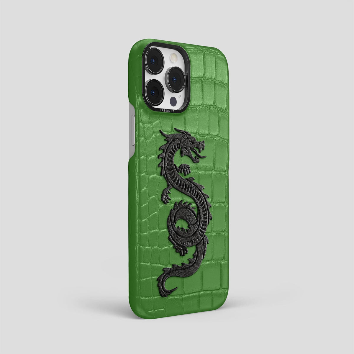 Apple-Green iPhone 13 Pro Max Classic Case Alligator with Black Metal -2 | Apple-Green-Black