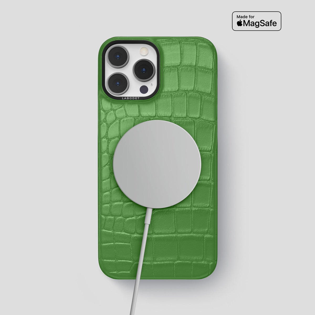 Apple-Green iPhone 13 Pro Max Classic Case Alligator with Black Metal -4 | Apple-Green-Black