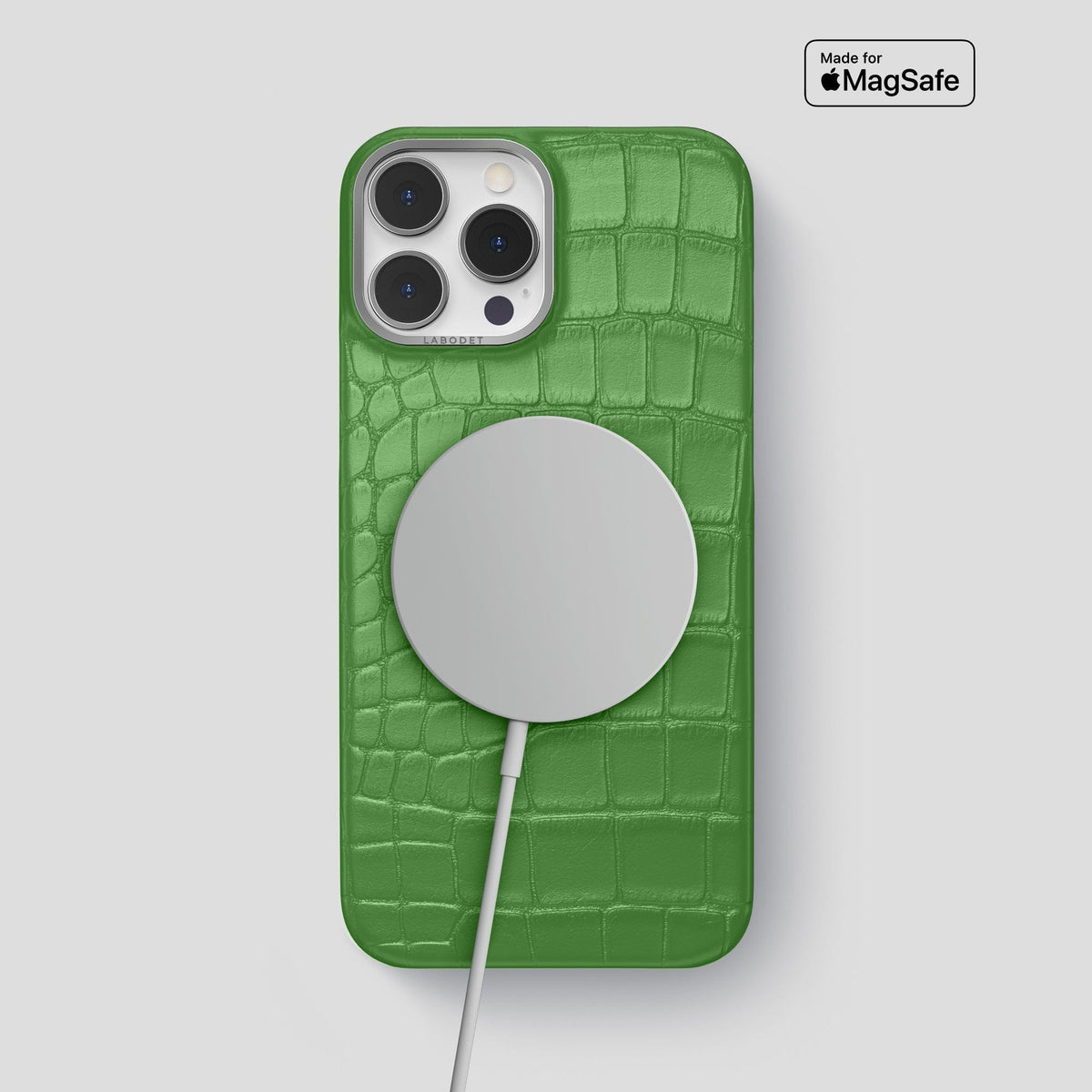 Apple-Green iPhone 13 Pro Max Classic Case Alligator with Steel Metal -4 | Apple-Green-Steel