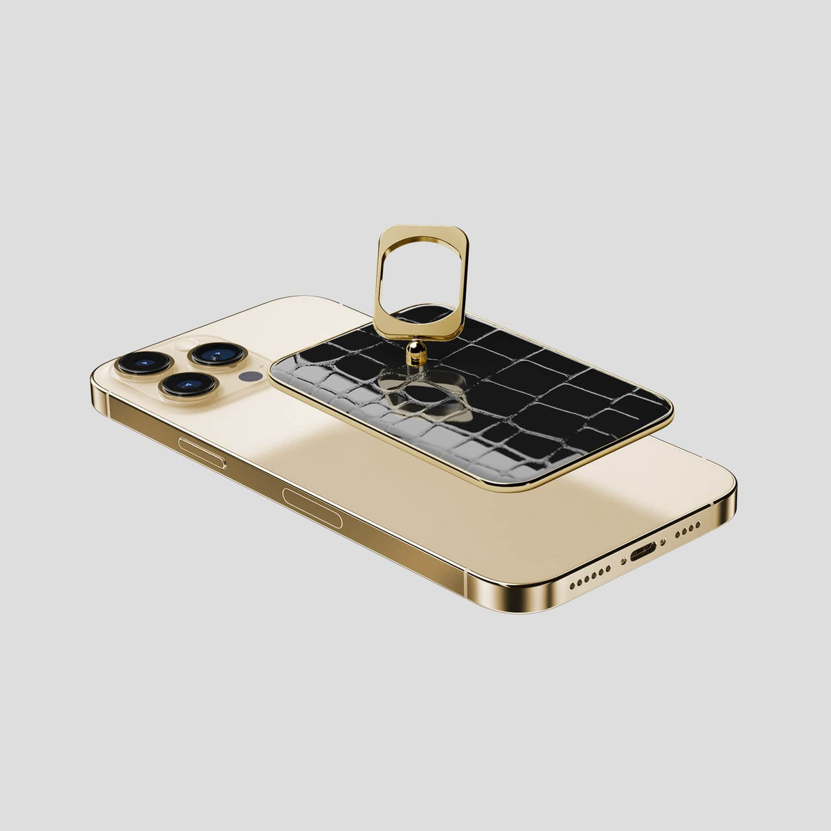 Black MagSafe Ring iPhone 13 Pro Max with Gold Metal -4 | Black-Gold