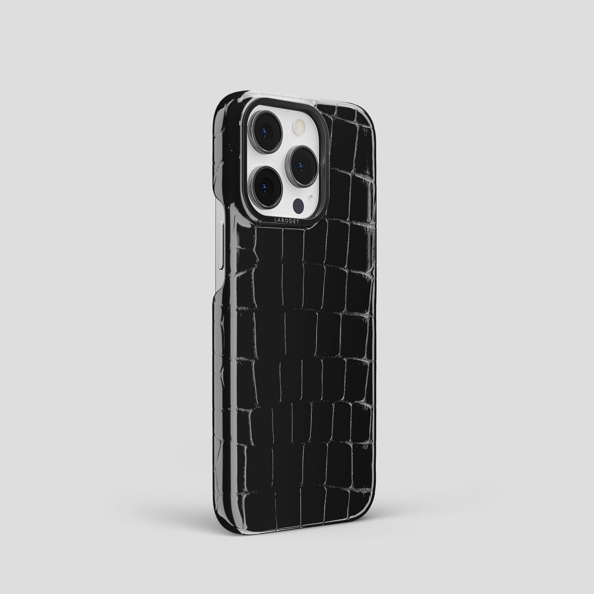Black iPhone 13 Pro Case Shiny Alligator with Black Metal -2 | Black-Black