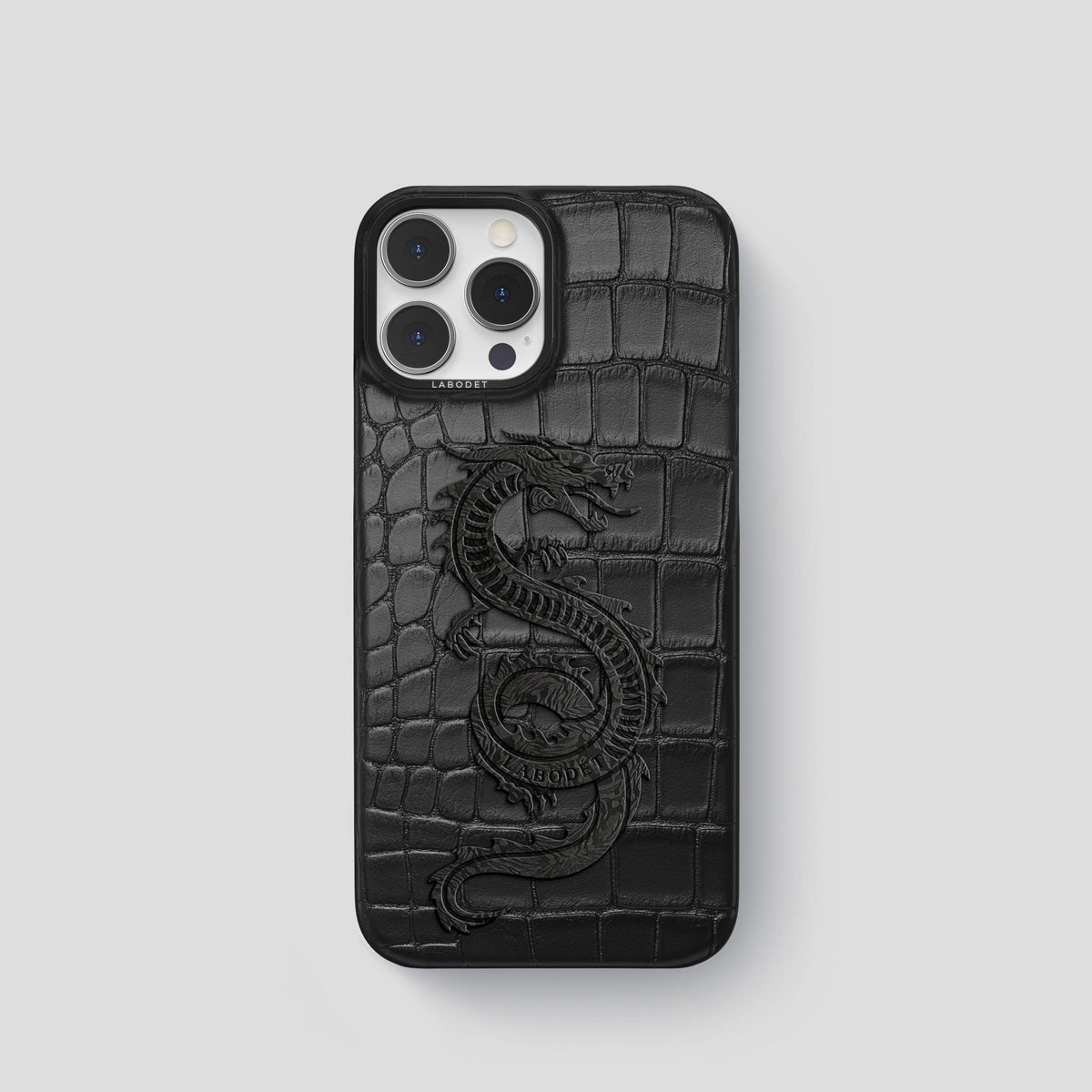 Black iPhone 13 Pro Classic Case Alligator with Black Metal -1 | Black-Black