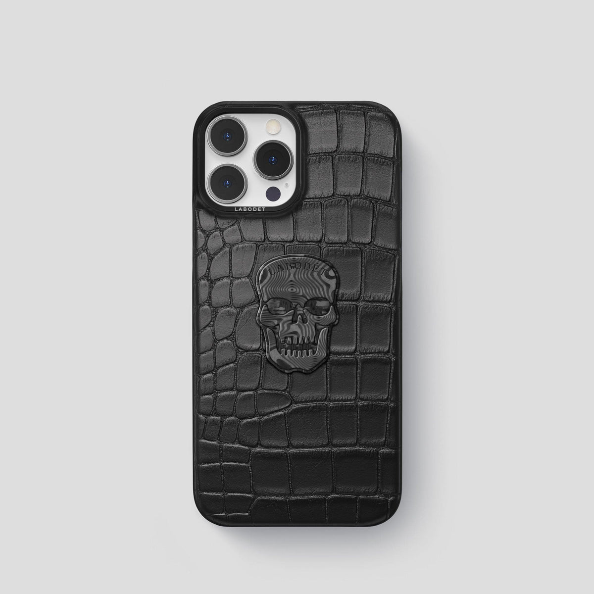 Black iPhone 13 Pro Classic Case Alligator with Black Metal -1 | Black-Black