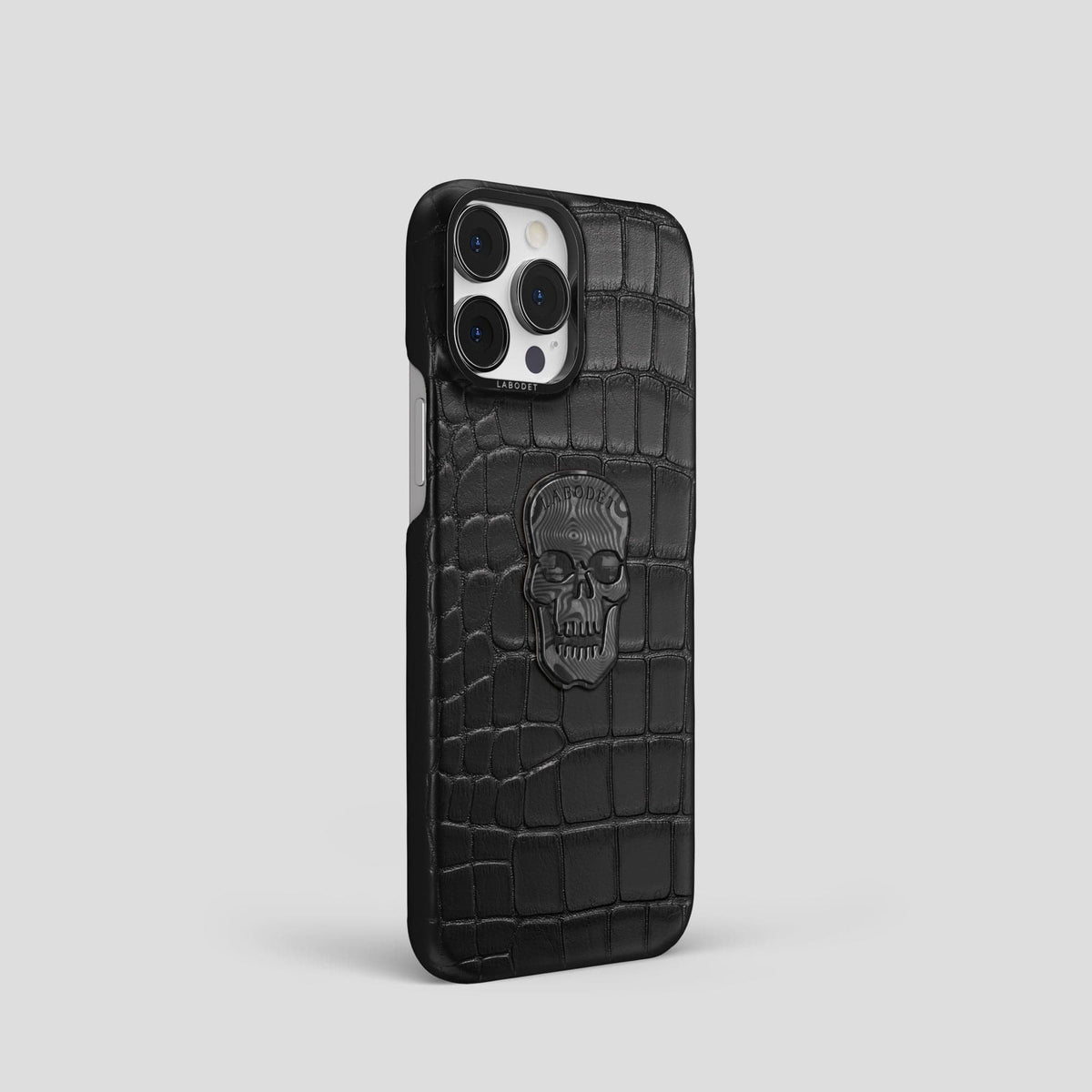 Black iPhone 13 Pro Classic Case Alligator with Black Metal -2 | Black-Black