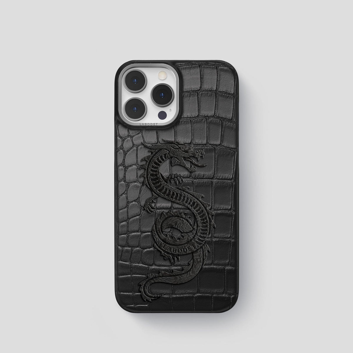 Black iPhone 13 Pro Classic Case Alligator with Steel Metal -1 | Black-Steel