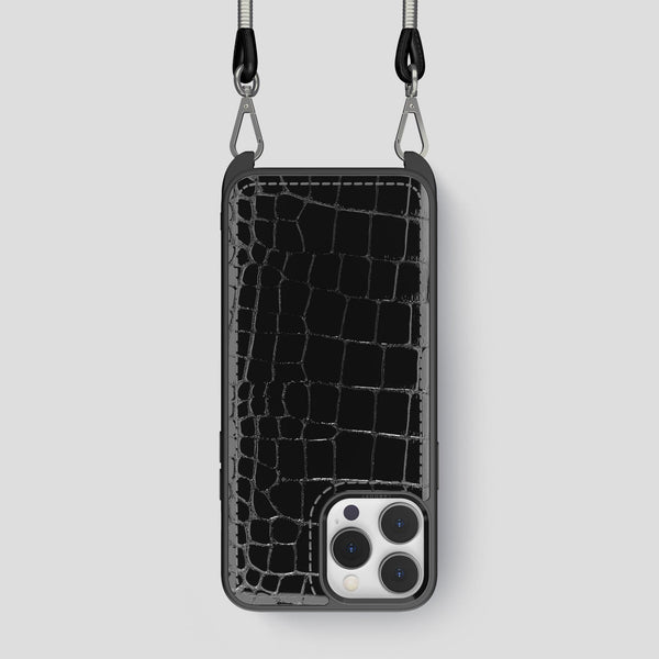 Crossbody Sport Case For iPhone 13 Pro In Shiny Alligator