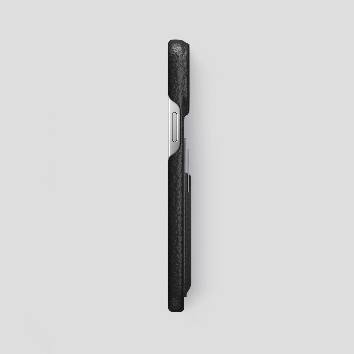 Black iPhone 13 Pro Max Card Case Calf with Black Metal -3 | Black-Black