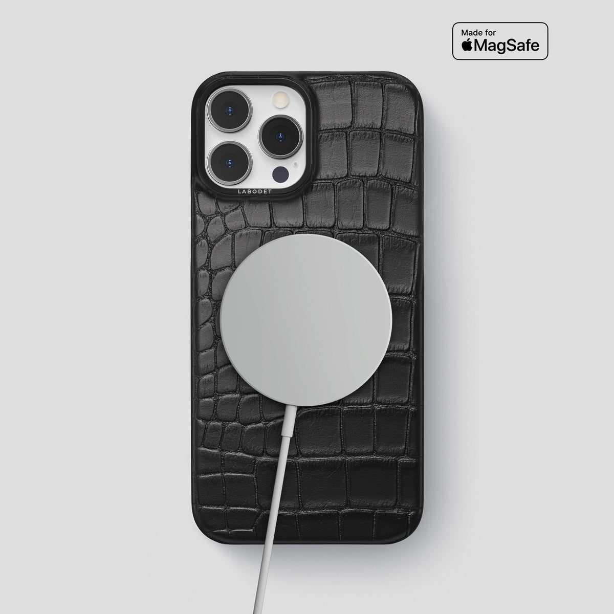 Black iPhone 13 Pro Max Classic Case Alligator with Black Metal -4 | Black-Black