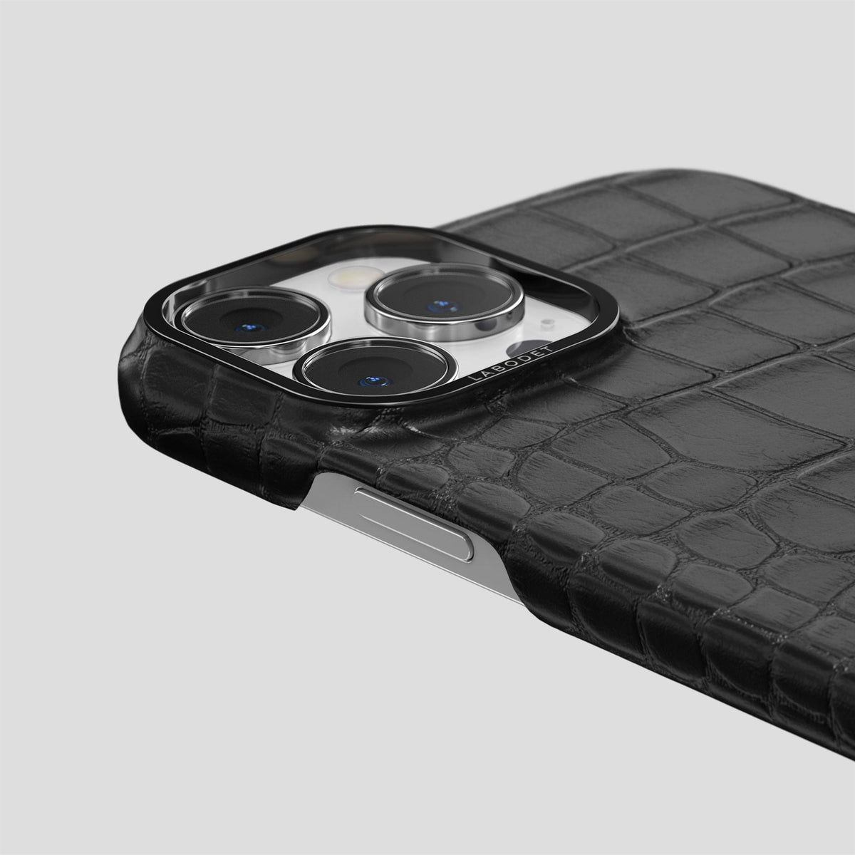 Black iPhone 13 Pro Max Classic Case Alligator with Black Metal -5 | Black-Black