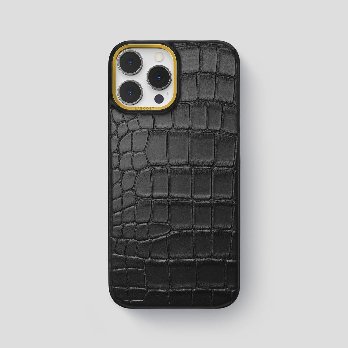 Black iPhone 13 Pro Max Classic Case Alligator with Gold Metal -1 | Black-Gold