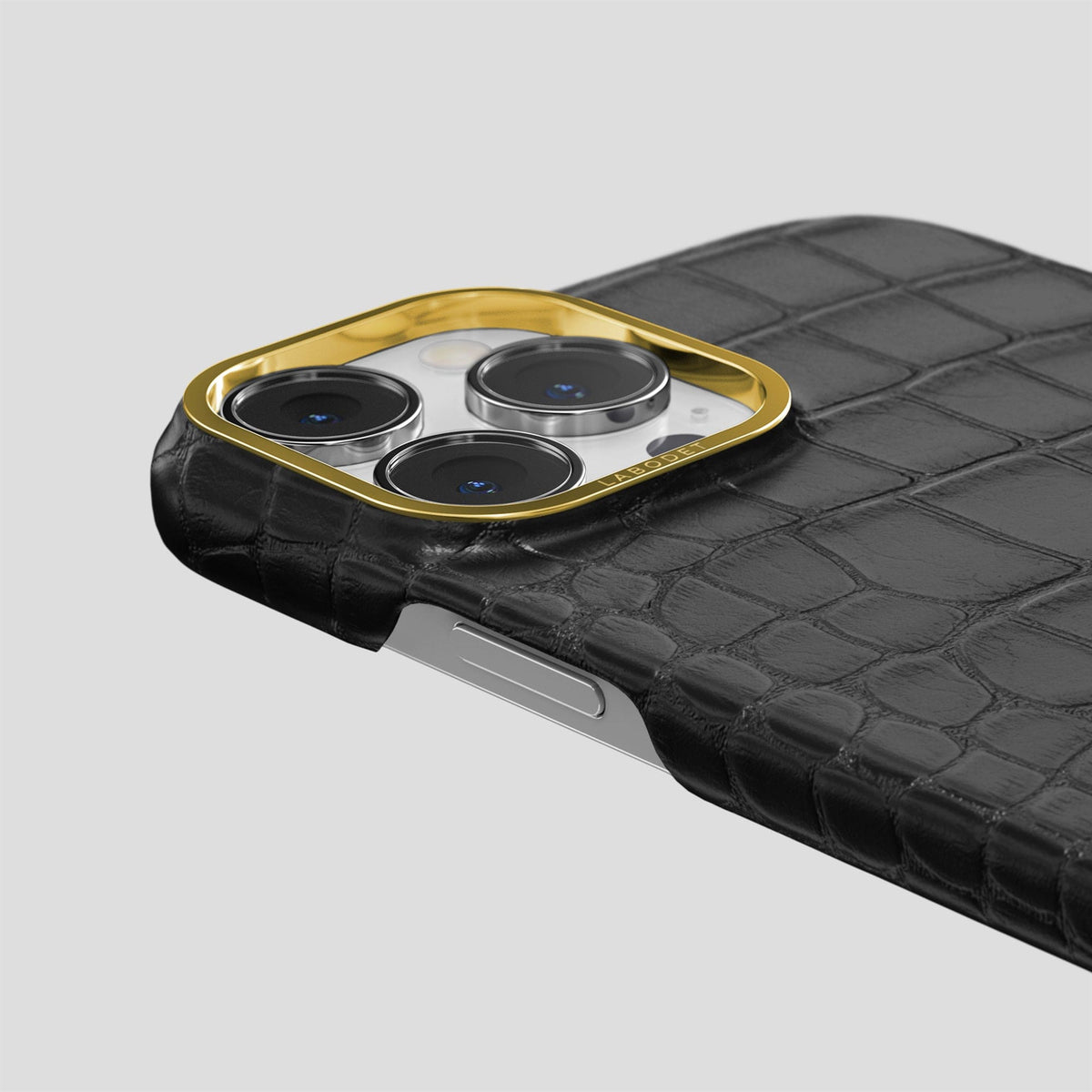 Black iPhone 13 Pro Max Classic Case Alligator with Gold Metal -5 | Black-Gold