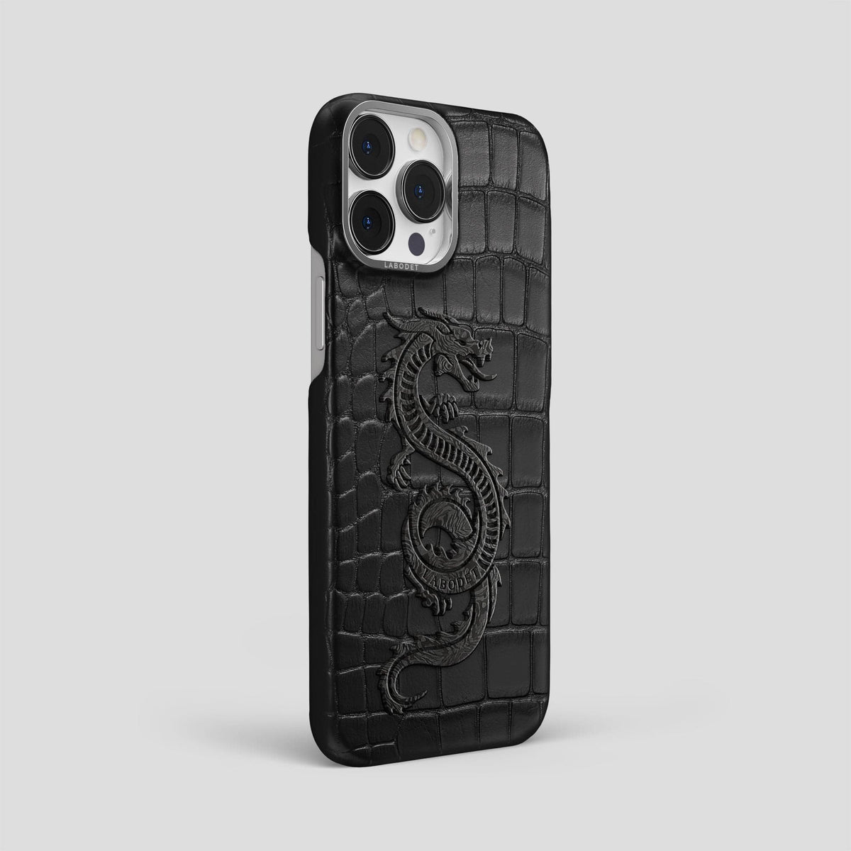 Black iPhone 13 Pro Max Classic Case Alligator with Steel Metal -2 | Black-Steel