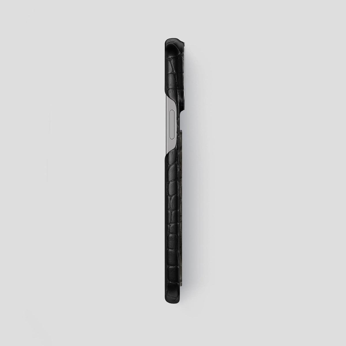 Black iPhone 13 Pro Max Classic Case Alligator with Steel Metal -3 | Black-Steel