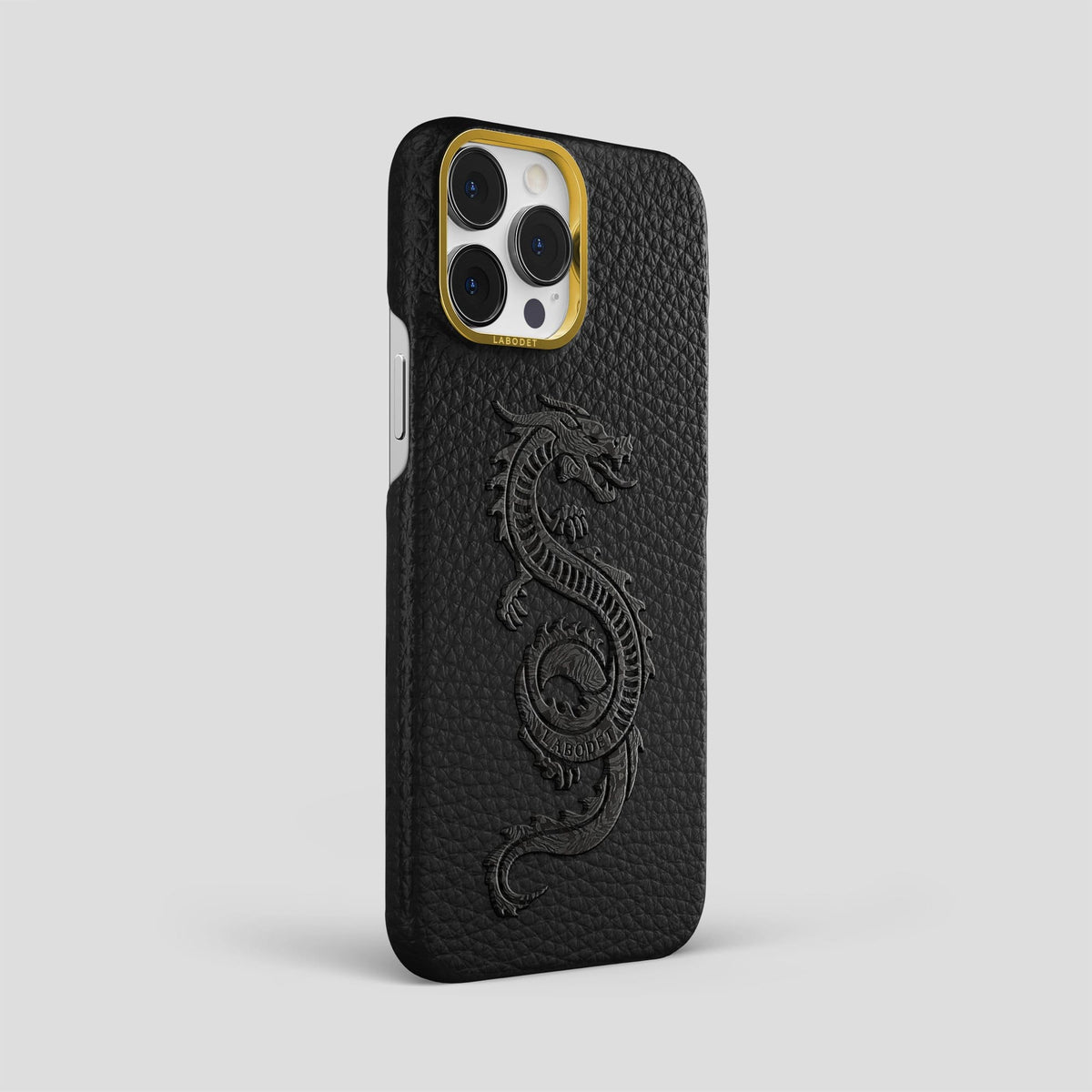 Black iPhone 13 Pro Max Classic Case Calf with Gold Metal -2 | Black-Gold