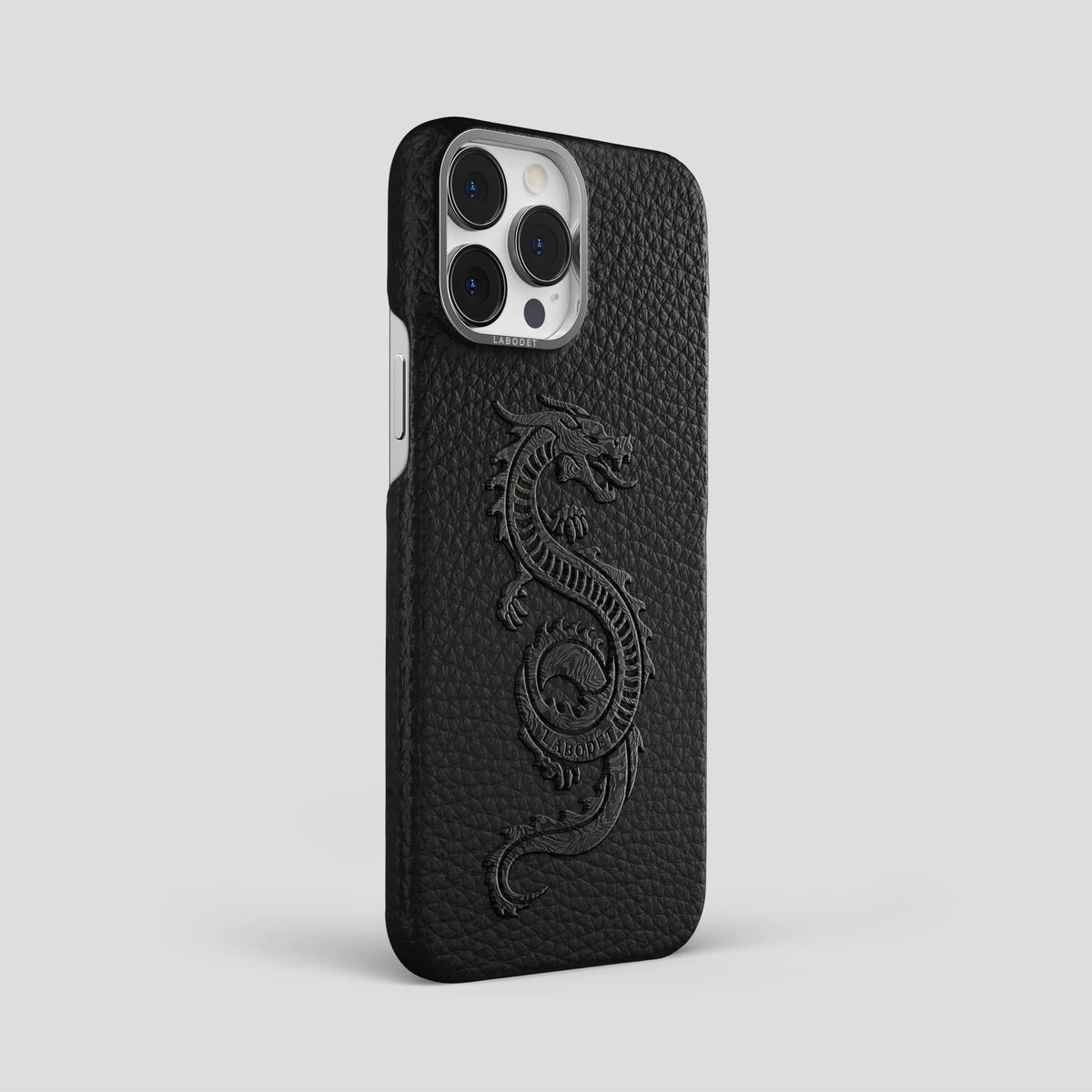 Black iPhone 13 Pro Max Classic Case Calf with Steel Metal -2 | Black-Steel
