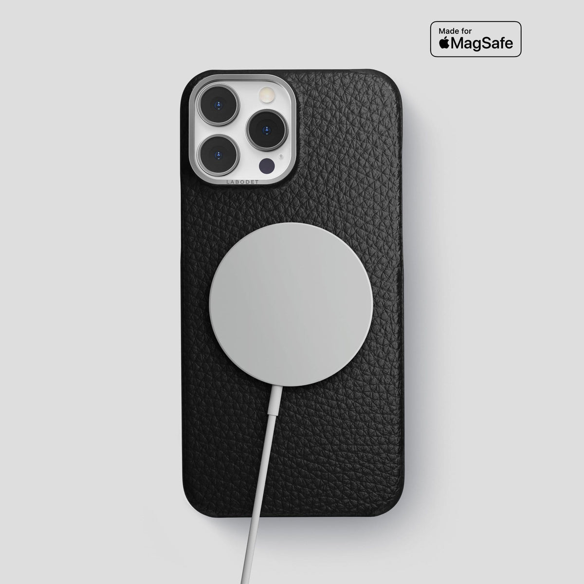 Black iPhone 13 Pro Max Classic Case Calf with Steel Metal -5 | Black-Steel