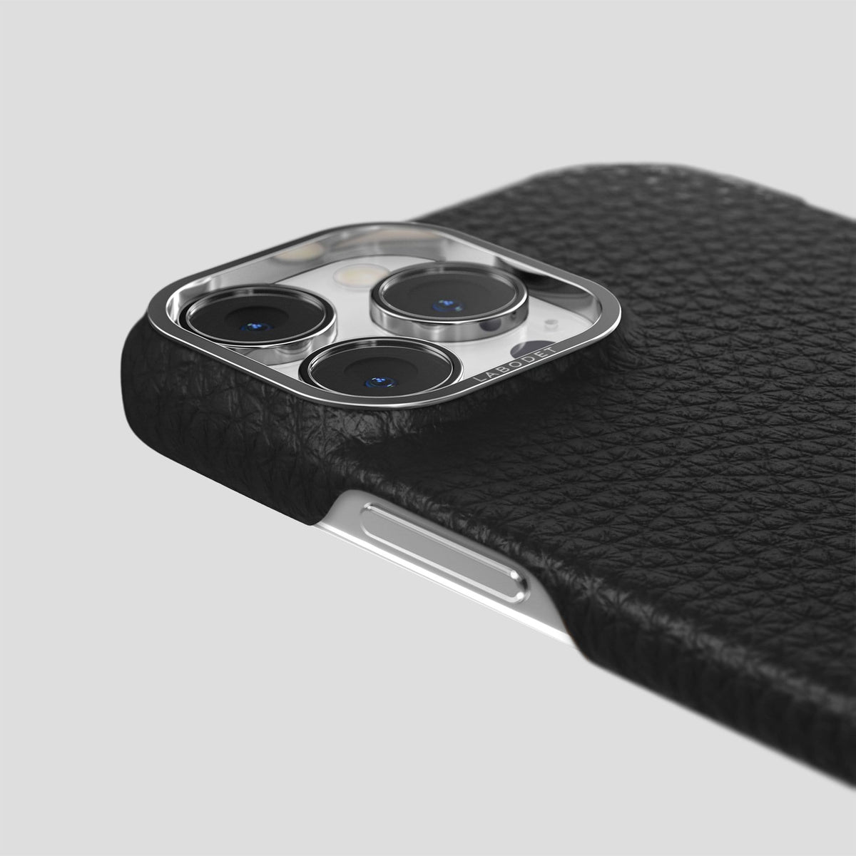 Black iPhone 13 Pro Max Classic Case Calf with Steel Metal -6 | Black-Steel