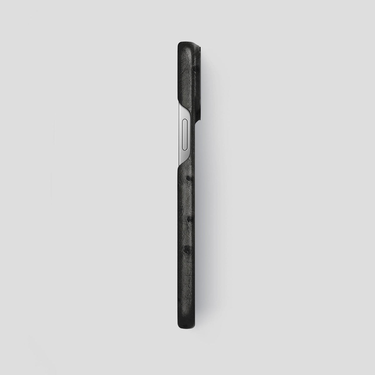 Black iPhone 13 Pro Max Classic Case Ostrich with Black Metal -3 | Black-Black