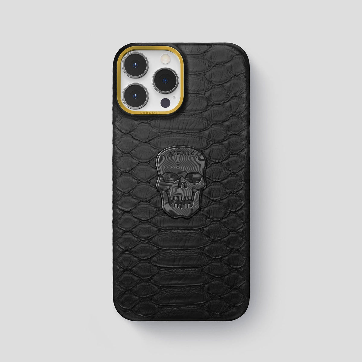 Black iPhone 13 Pro Max Classic Case Python with Gold Metal -1 | Black-Gold