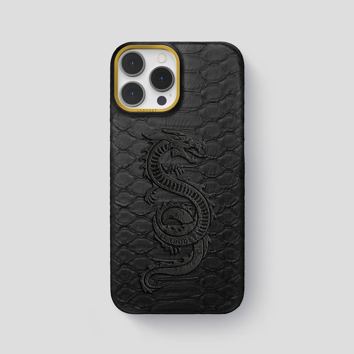 Black iPhone 13 Pro Max Classic Case Python with Gold Metal -1 | Black-Gold