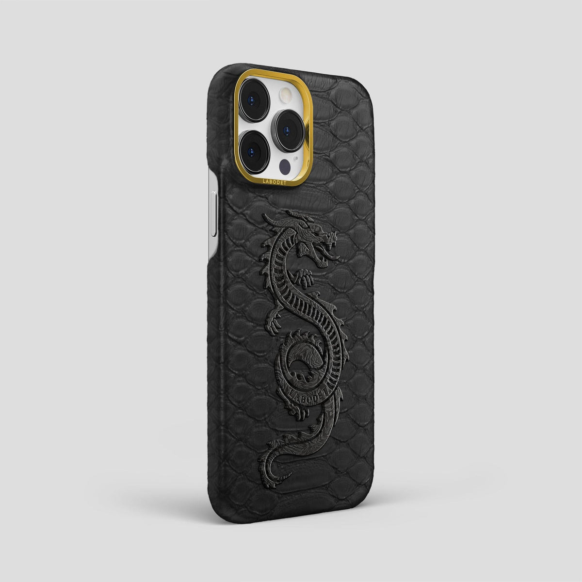 Black iPhone 13 Pro Max Classic Case Python with Gold Metal -2 | Black-Gold