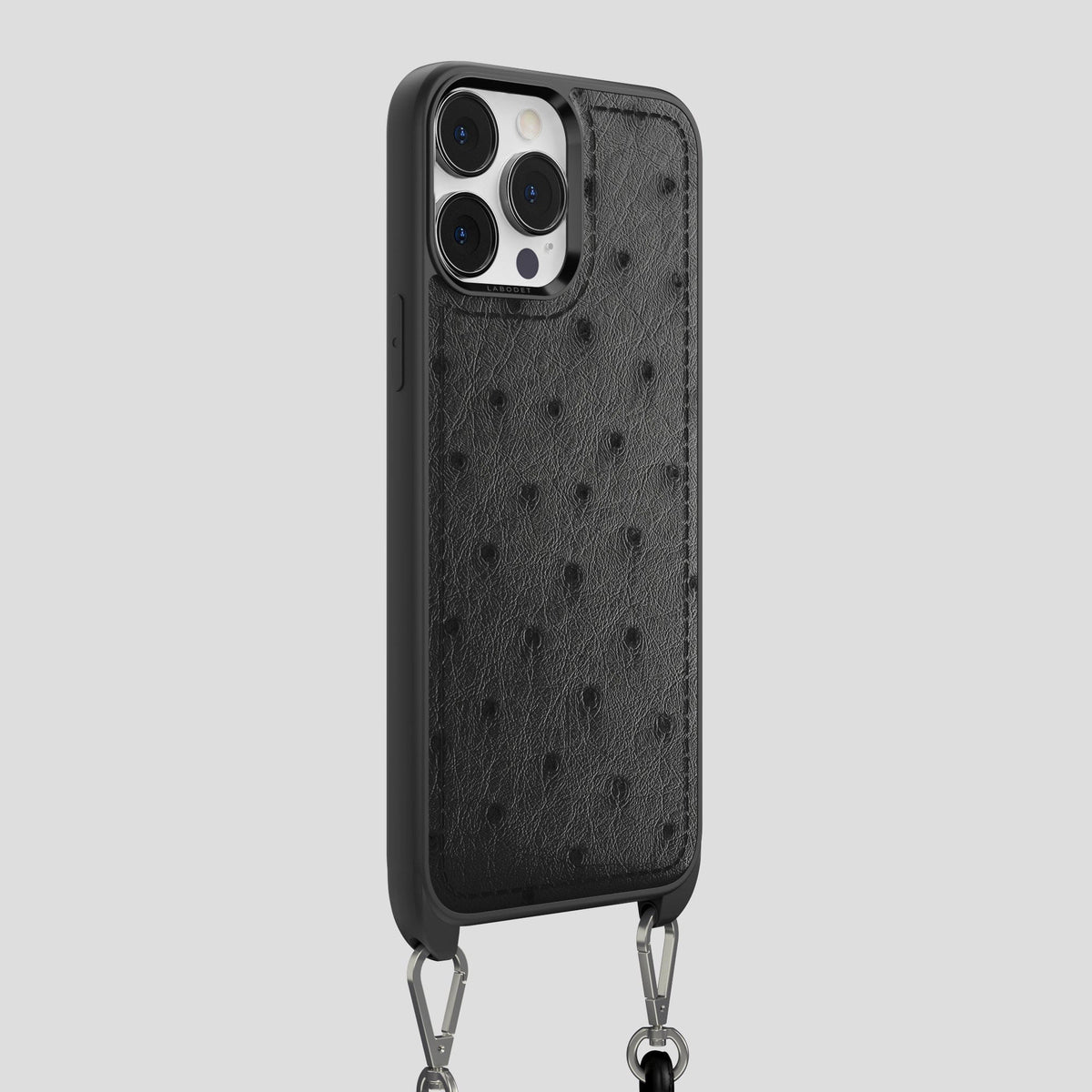 Black iPhone 13 Pro Max Crossbody Case Ostrich -2 | Black