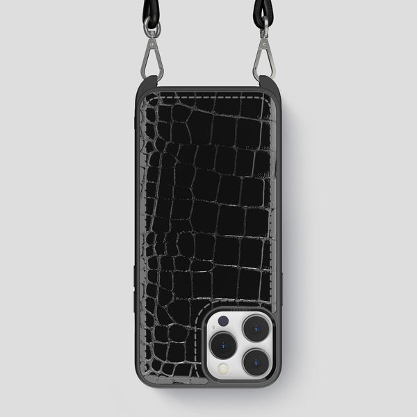 Crossbody Sport Case For iPhone 13 Pro Max In Shiny Alligator