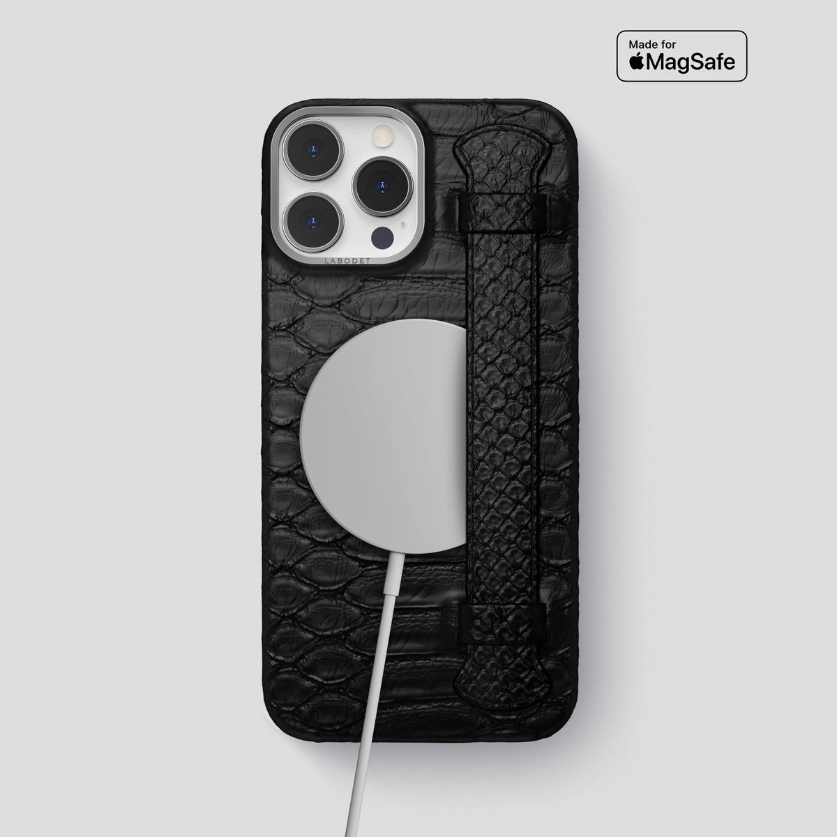 Black iPhone 13 Pro Max Strap Case Python with Steel Metal -5 | Black-Steel