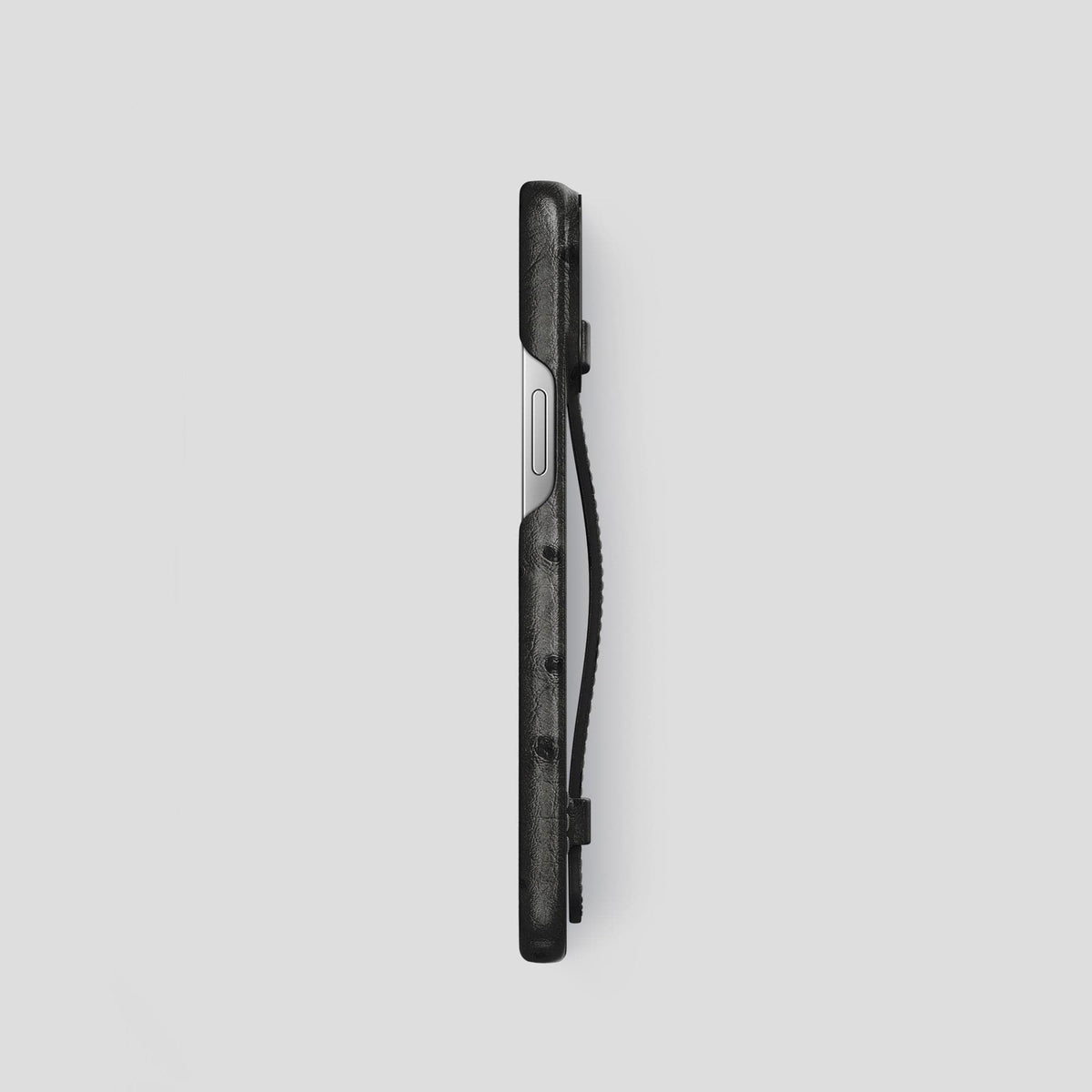 Black iPhone 13 Pro Handle Case Ostrich with Black Metal -3 | Black-Black