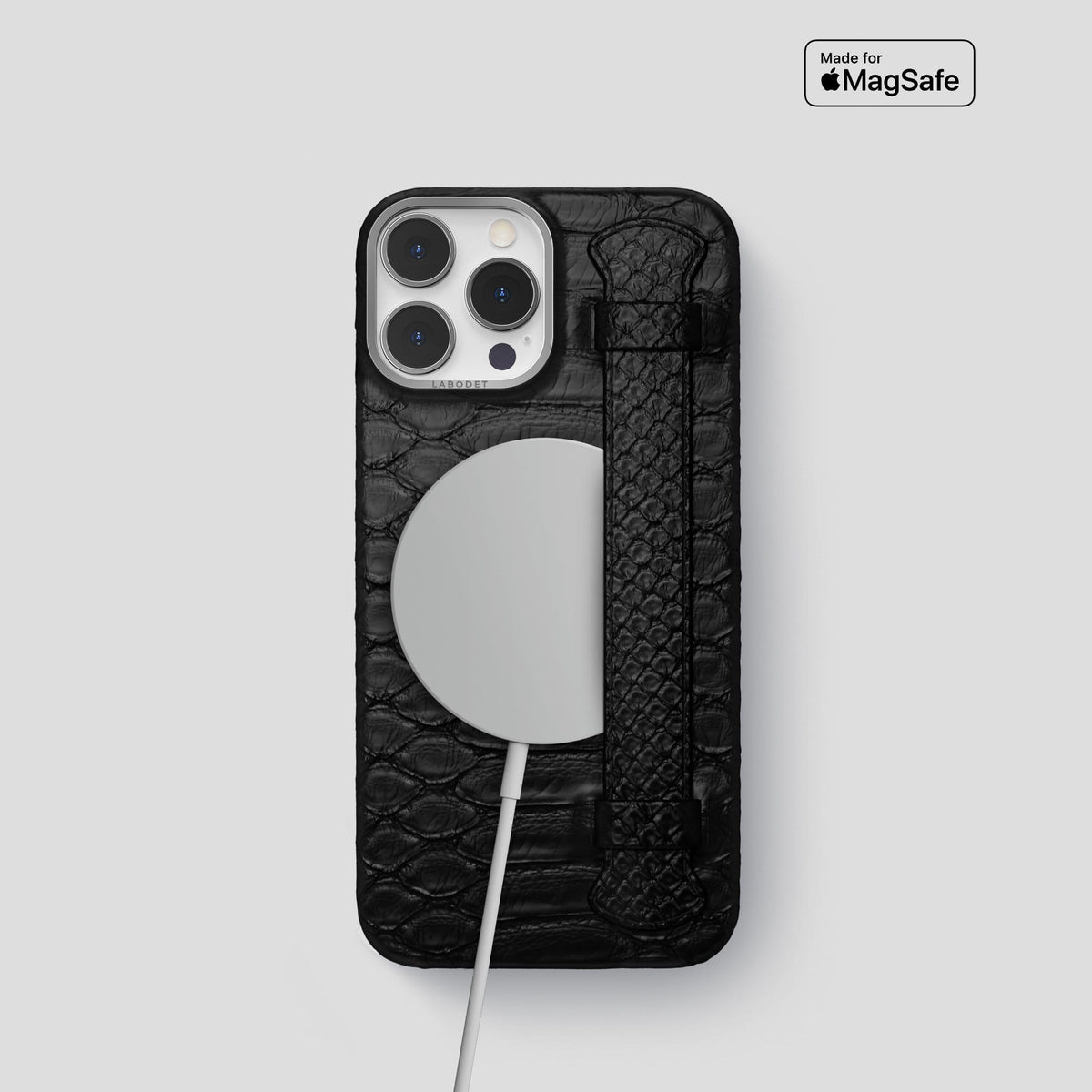 Black iPhone 13 Pro Strap Case Python with Steel Metal -5 | Black-Steel