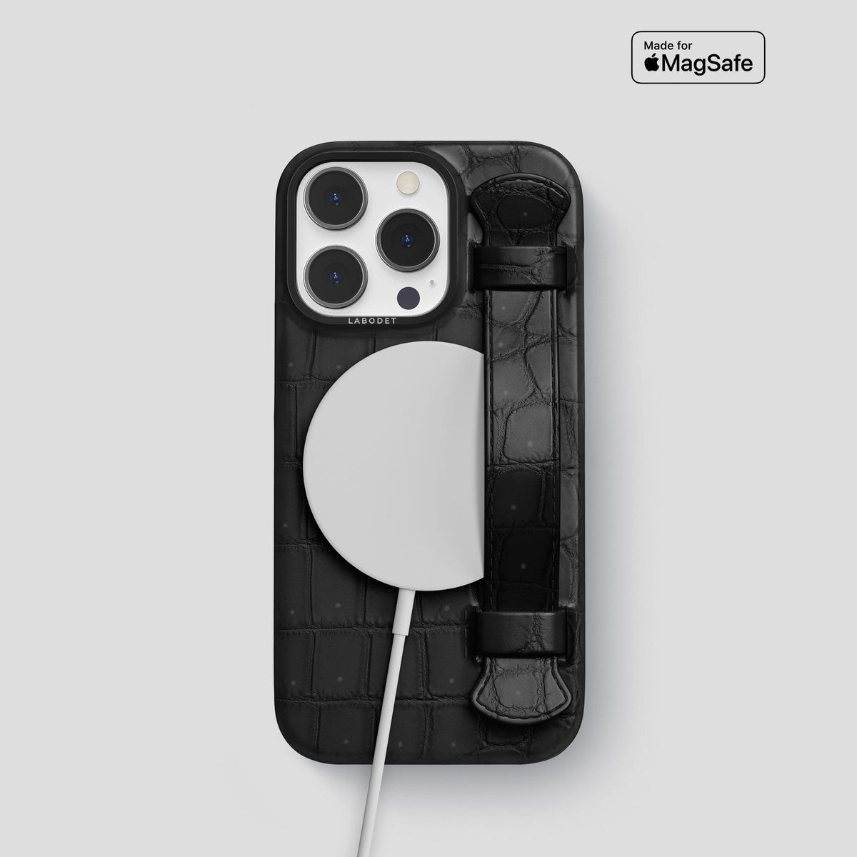 Black iPhone 13 Pro Strap Case with Black Metal -5 | Black-Black