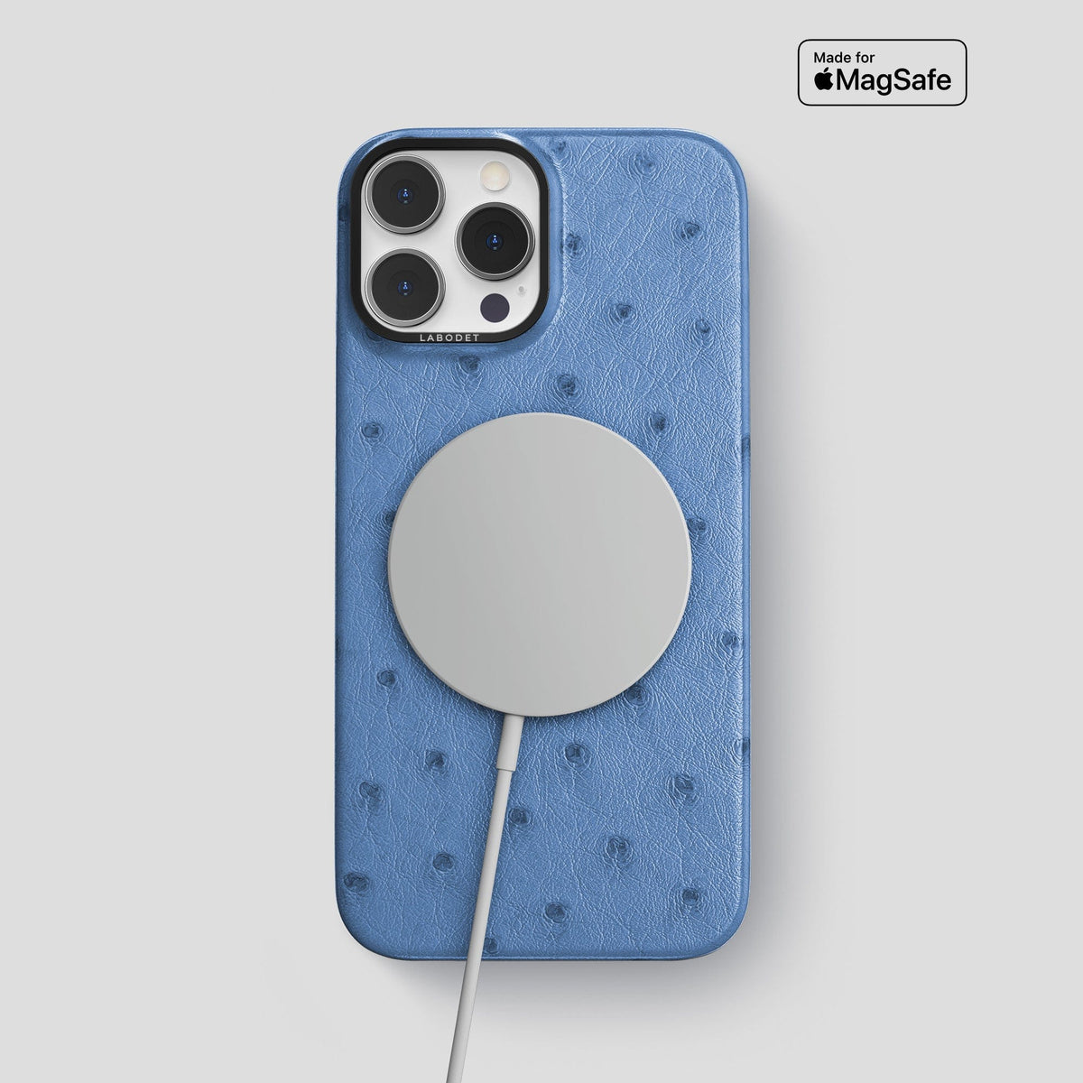 Navy-Blue iPhone 13 Pro Max Classic Case Ostrich with Black Metal -5 | Navy-Blue-Black
