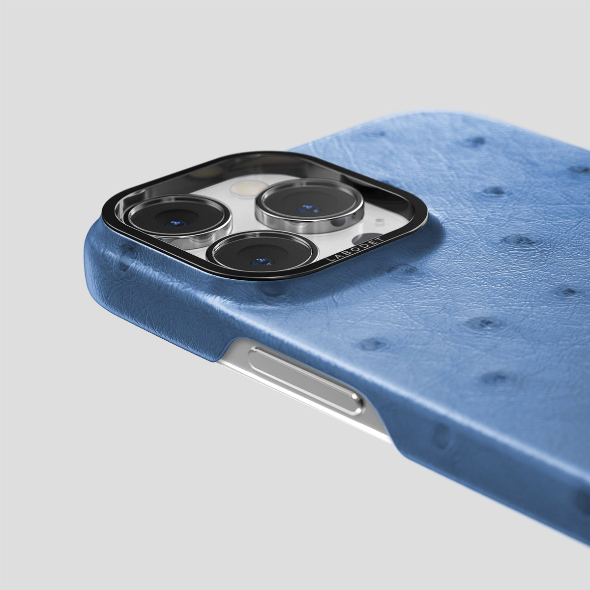 Navy-Blue iPhone 13 Pro Max Classic Case Ostrich with Black Metal -6 | Navy-Blue-Black